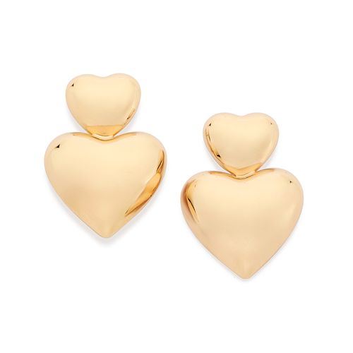 GOLD DOUBLE HEARTS EARRINGS