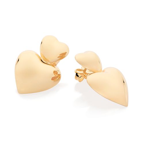 GOLD DOUBLE HEARTS EARRINGS