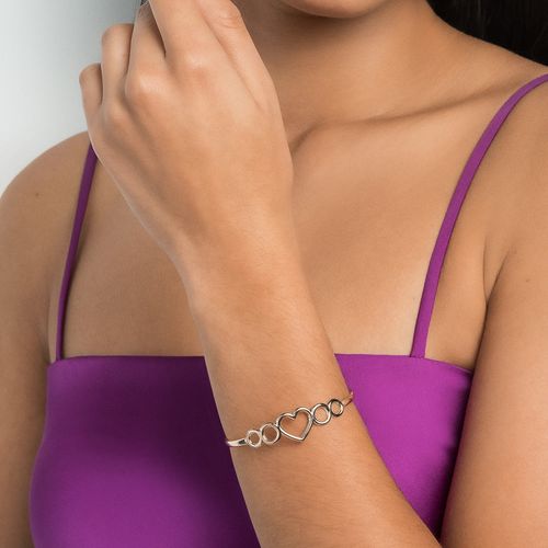GOLD HEART AND CIRCLE CUFF BRACELET