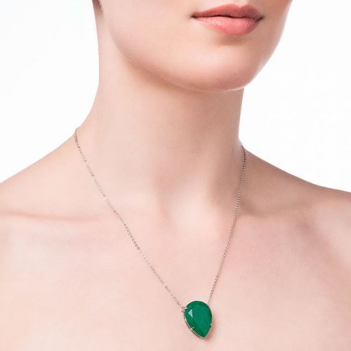 PLATINUM GREEN DROPLET NECKLACE