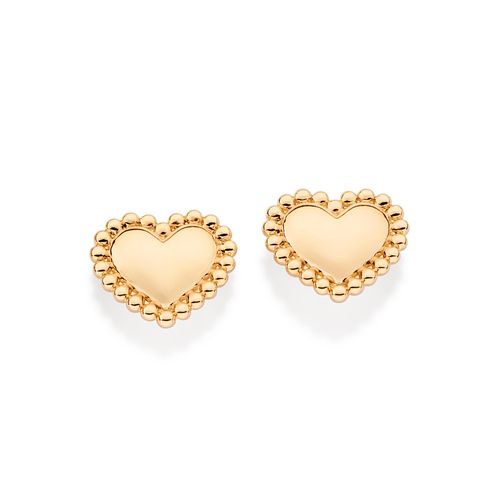 GOLD BEATING HEART STUD EARRINGS