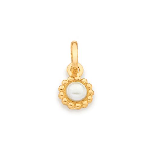 GOLD KID'S PEARL FLOWER PENDANT
