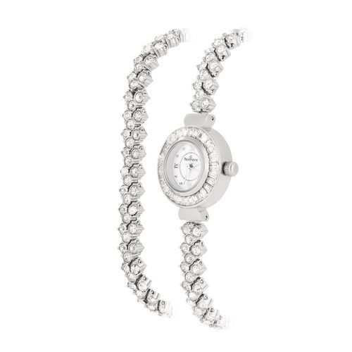 SILVER SOCIAL ANALOG WATCH WITH CRYSTALS