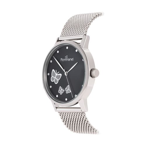 SILVER SOCIAL ANALOG WATCH WITH BUTTERFLIES