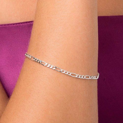 SILVER FIGARO LINK BRACELET LARGE