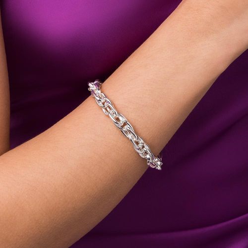 SILVER 925 DOUBLE PAPER CLIP LINK CHAIN BRACELET