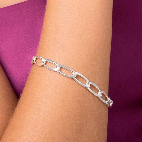 SILVER TWISTED OVAL LINK BRACELET XLARGE