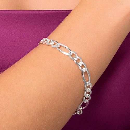 SILVER LARGE FIGARO LINK BRACELET XLARGE