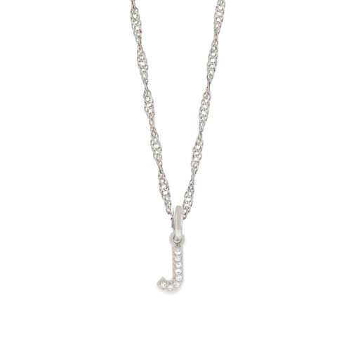RHODIUM KID'S LETTER PENDANT -LETTER J