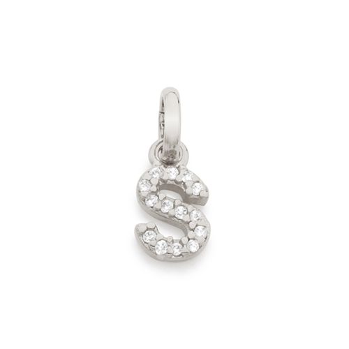 RHODIUM KID'S LETTER PENDANT -LETTER S
