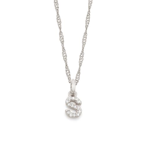 RHODIUM KID'S LETTER PENDANT -LETTER S
