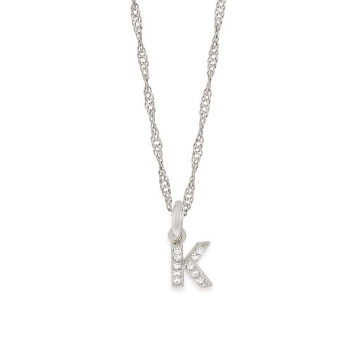 RHODIUM KID'S LETTER PENDANT -LETTER K