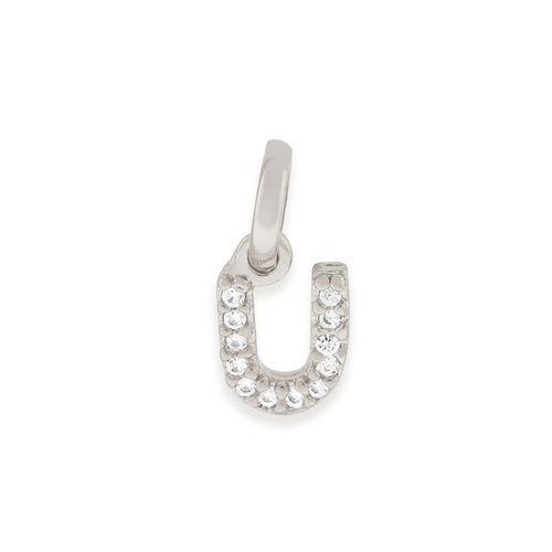 RHODIUM KID'S LETTER PENDANT -LETTER U