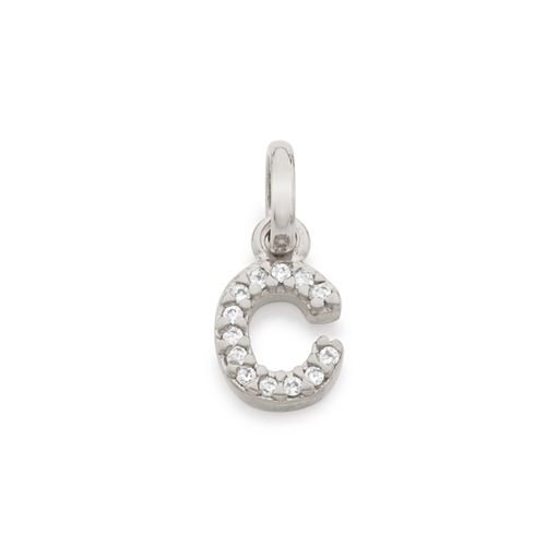 RHODIUM KID'S LETTER PENDANT -LETTER C