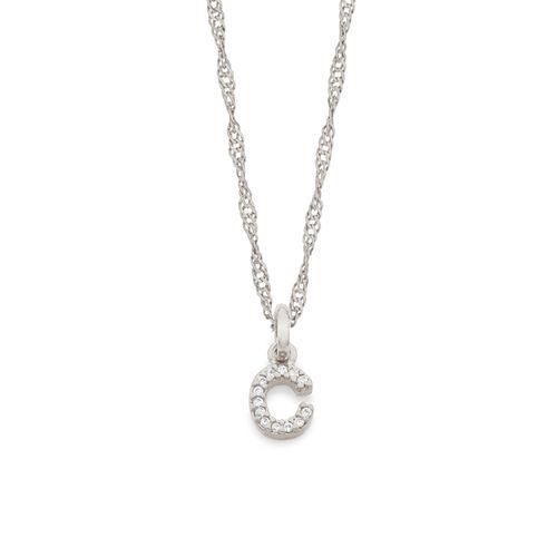 RHODIUM KID'S LETTER PENDANT -LETTER C