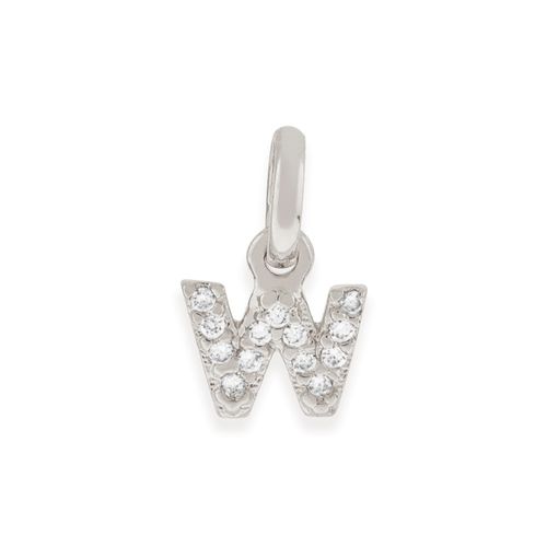RHODIUM KID'S LETTER PENDANT -LETTER W