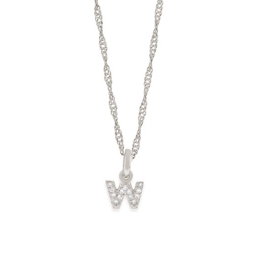 RHODIUM KID'S LETTER PENDANT -LETTER W