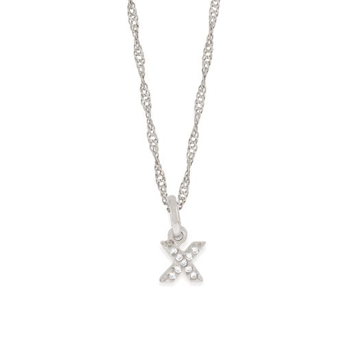 RHODIUM KID'S LETTER PENDANT -LETTER X