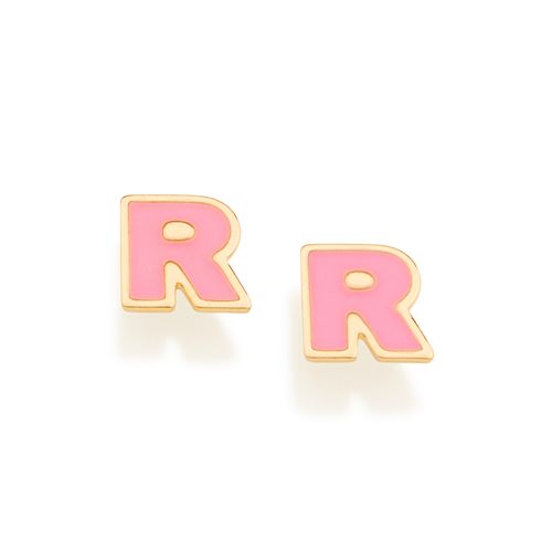 GOLD KID'S EARRING-LETTER R