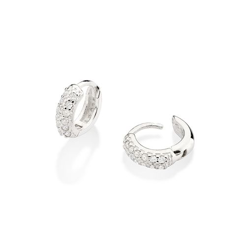 SILVER 925 STUDDED HUGGIE  EARRINGS