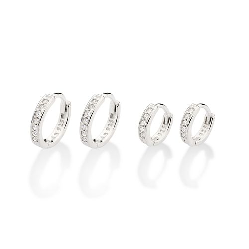SILVER 925 SHINY HUGGIE EARRING KIT