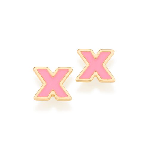 GOLD KID'S EARRING-LETTER X