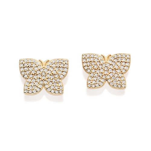 GOLD FULLY STUDDED BUTTERFLY STUD EARRINGS