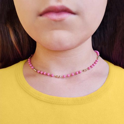 KID’S GOLD PINK BEADS CHOKER