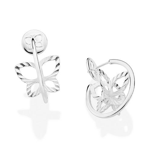 SILVER 925 BUTTERFLY INSIDE HOOP EARRINGS