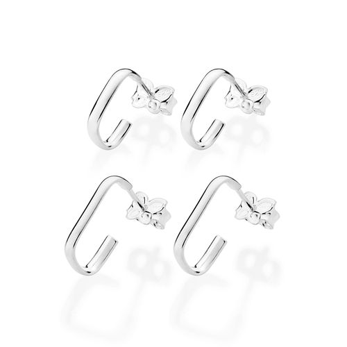 SILVER 925 RECTANGLE HOOP EARRINGS KIT