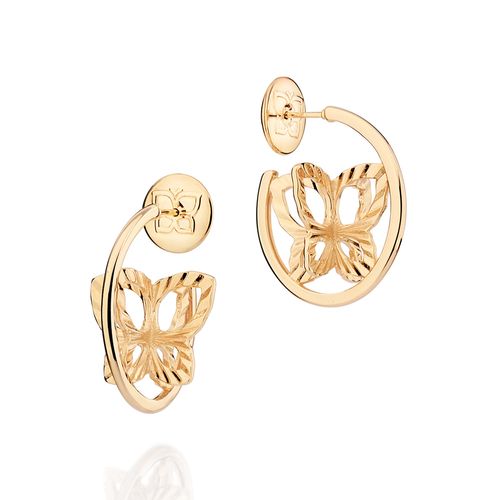 GOLD BUTTERFLY INSIDE HOOP EARRINGS