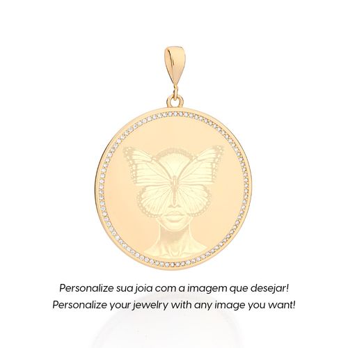 GOLD CUSTOMIZABLE STUDDED CIRCLE PENDANT