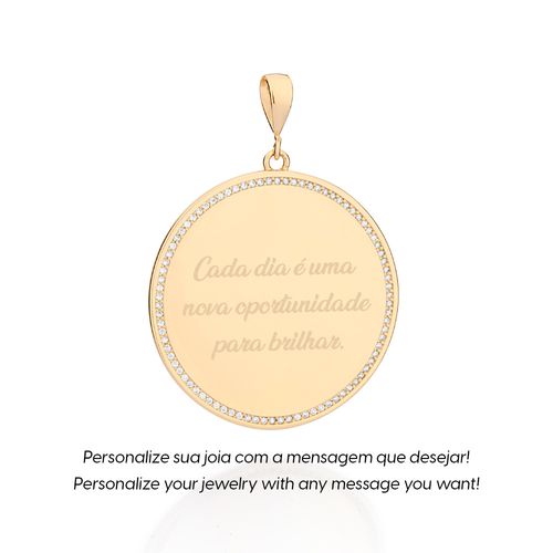 GOLD CUSTOMIZABLE STUDDED CIRCLE PENDANT