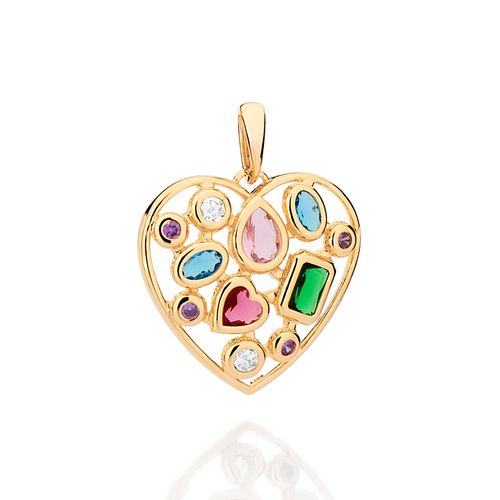GOLD PATCHED HEART MAXI PENDANT