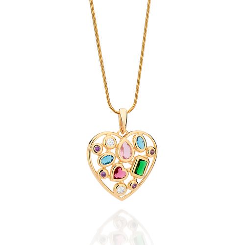 GOLD PATCHED HEART MAXI PENDANT