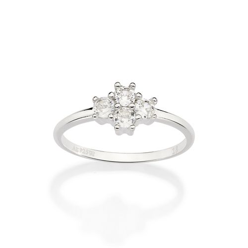 SILVER 925 BRIGHT FLOWER SKINNY RING
