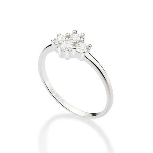 SILVER 925 BRIGHT FLOWER SKINNY RING