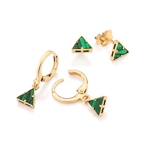 GOLD GREEN TRIANGLE EARRINGS KIT