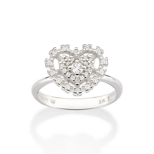 SILVER 925 HEART SOLITAIRE RING