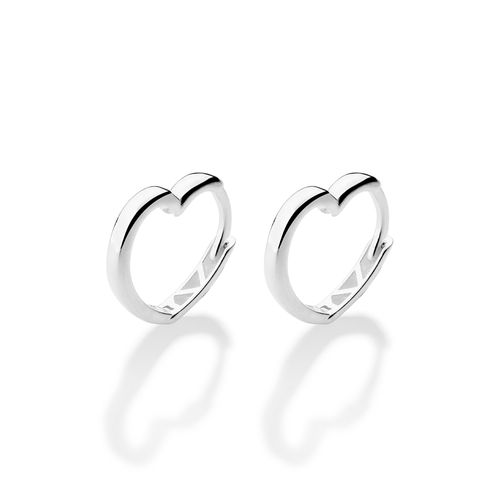 SILVER 925 HEART HUGGIE EARRINGS