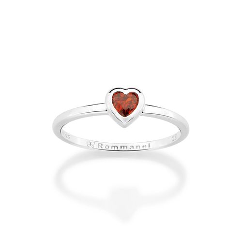 SILVER 925 RED HEART SOLITAIRE RING