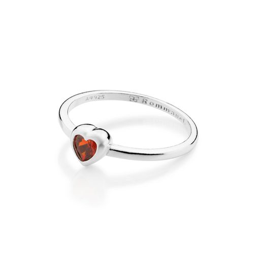 SILVER 925 RED HEART SOLITAIRE RING