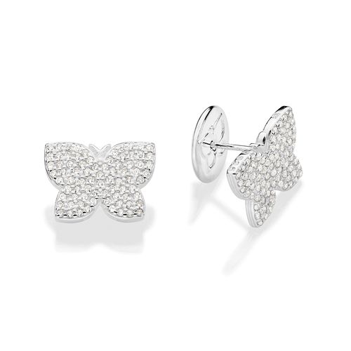SILVER 925 FULLY STUDDED BUTTERFLY STUD EARRINGS