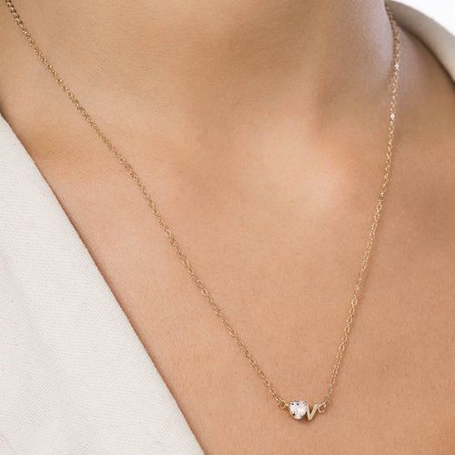 GOLD STUDDED INITIAL NECKLACE - LETTER INSERIR LETRA-LETTER V