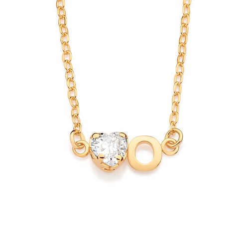 GOLD STUDDED INITIAL NECKLACE - LETTER INSERIR LETRA-LETTER O