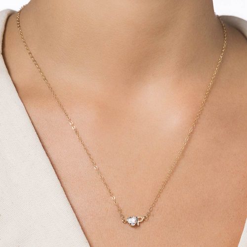GOLD STUDDED INITIAL NECKLACE - LETTER INSERIR LETRA-LETTER P