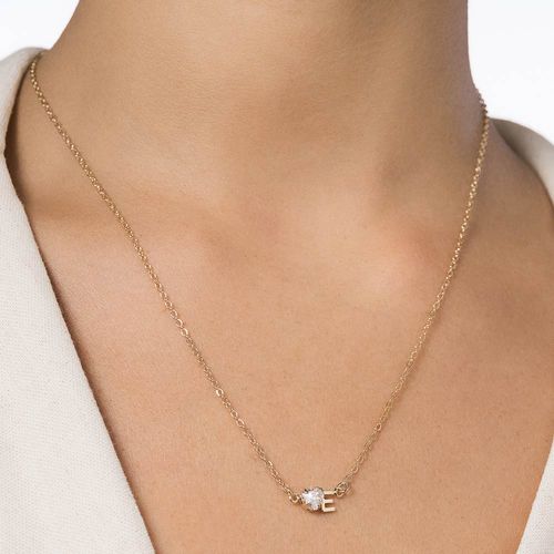 GOLD STUDDED INITIAL NECKLACE - LETTER INSERIR LETRA-LETTER E
