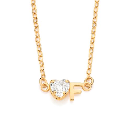 GOLD STUDDED INITIAL NECKLACE - LETTER INSERIR LETRA-LETTER F