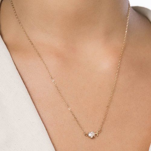 GOLD STUDDED INITIAL NECKLACE - LETTER INSERIR LETRA-LETTER H