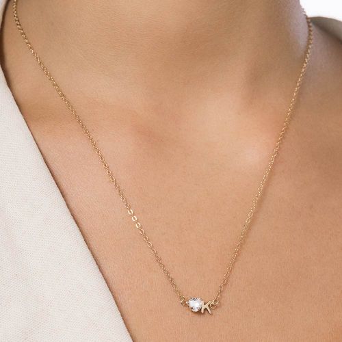 GOLD STUDDED INITIAL NECKLACE - LETTER INSERIR LETRA-LETTER K